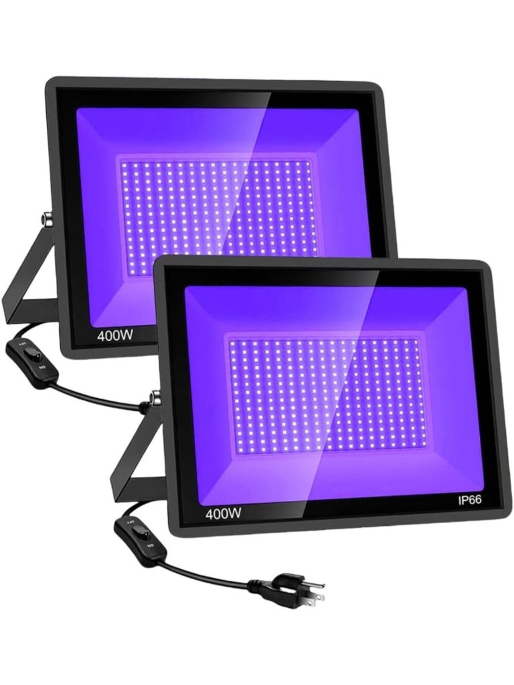 2 Pack 400W Waterproof LED Black Lights for Glow Parties & Halloween Decor